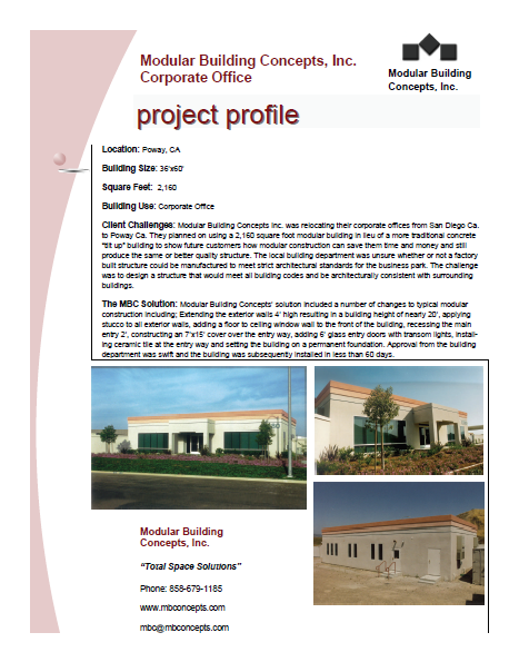 Modular Building Concepts, Inc. Corporate Office